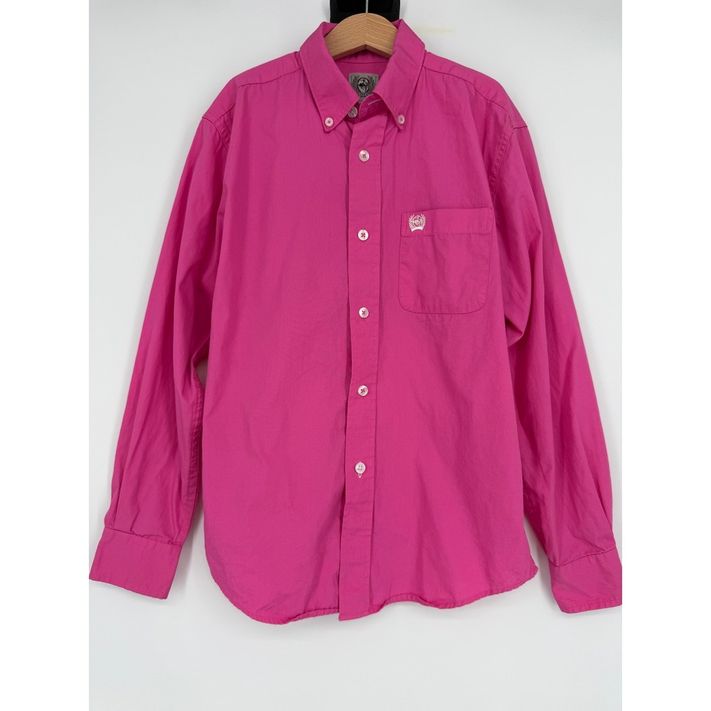 Cinch Boy's Pink Button Down Long Sleeve Western Shirt Top Sz M 10